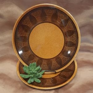 Vintage Taylor Smith & Taylor Cannes Atomic Onion Brown Dinner Plates ~ Set of 2